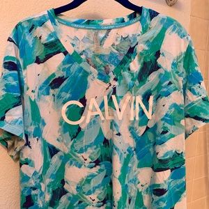 Calvin Klein Performance Logo v neck t shirt plus size